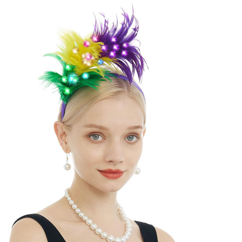 Decor Lighting Hours - Bandeau en plumes scintillantes pour femmes