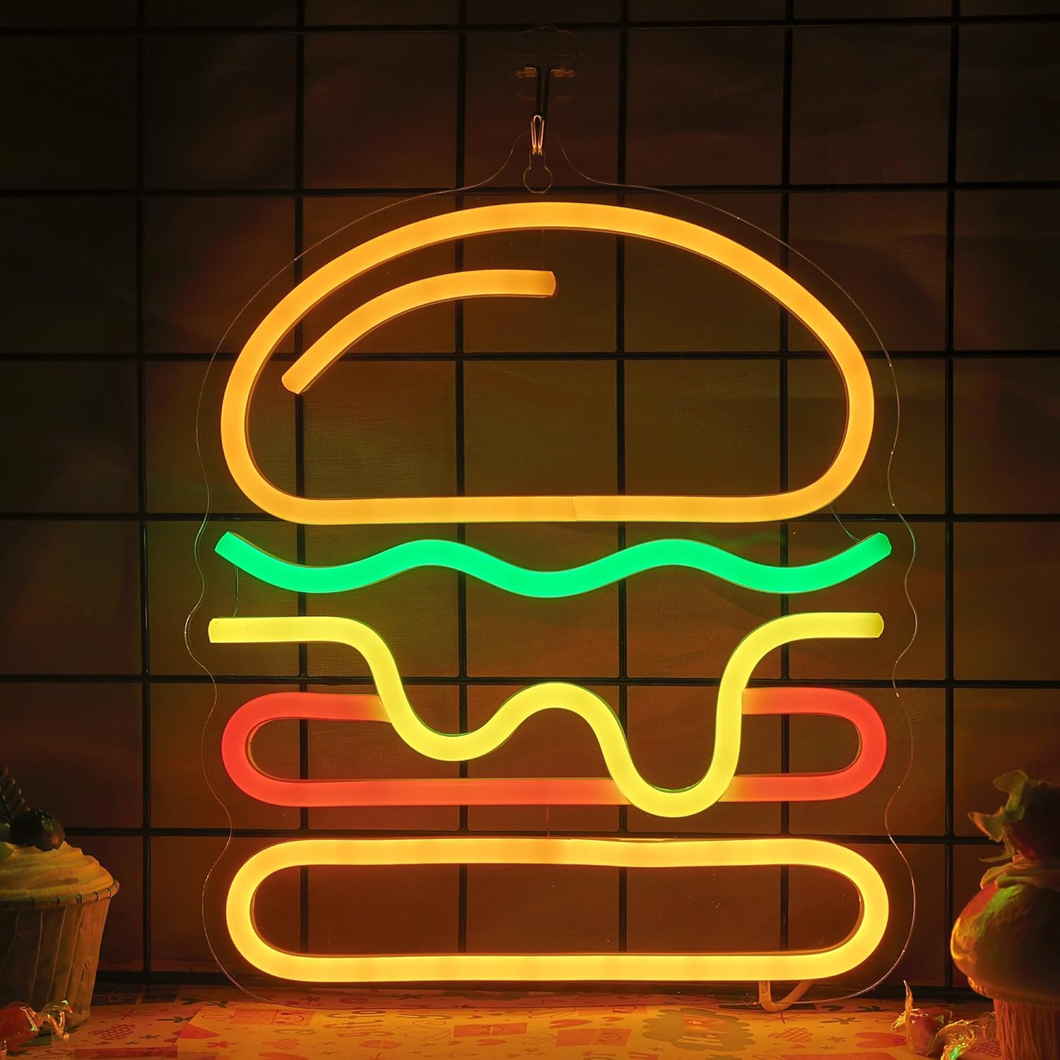 Lighting Home Decor Ideas - Enseigne au néon pour hamburger avec