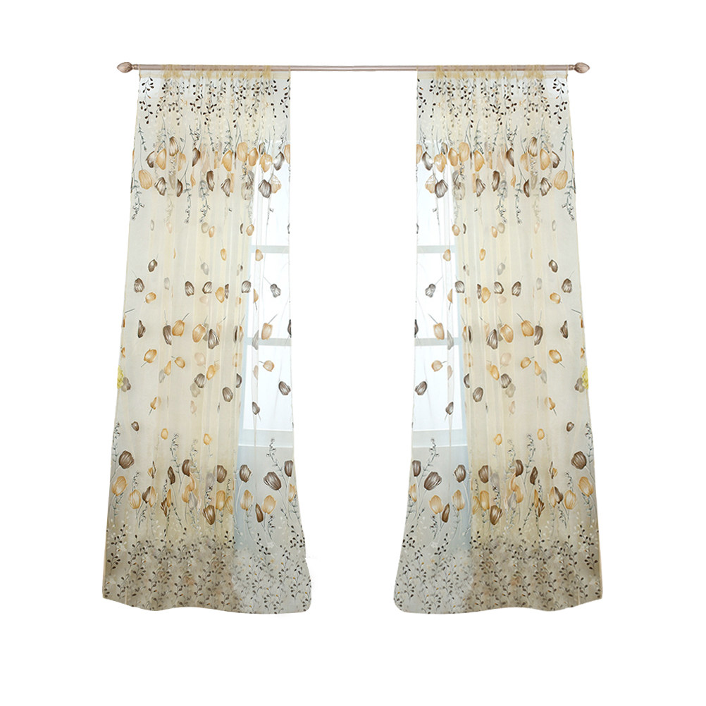 Kitchen Decor Lighting - Rideaux Voile Tulipe 100x200cm Semi-Transparents Fluide