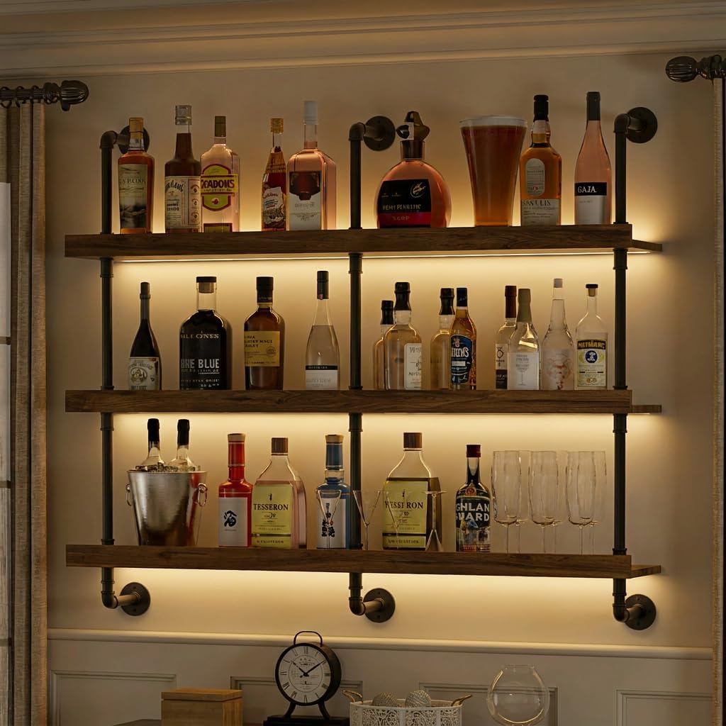 Kitchen Decor Lighting - Étagère à vin murale avec éclairage