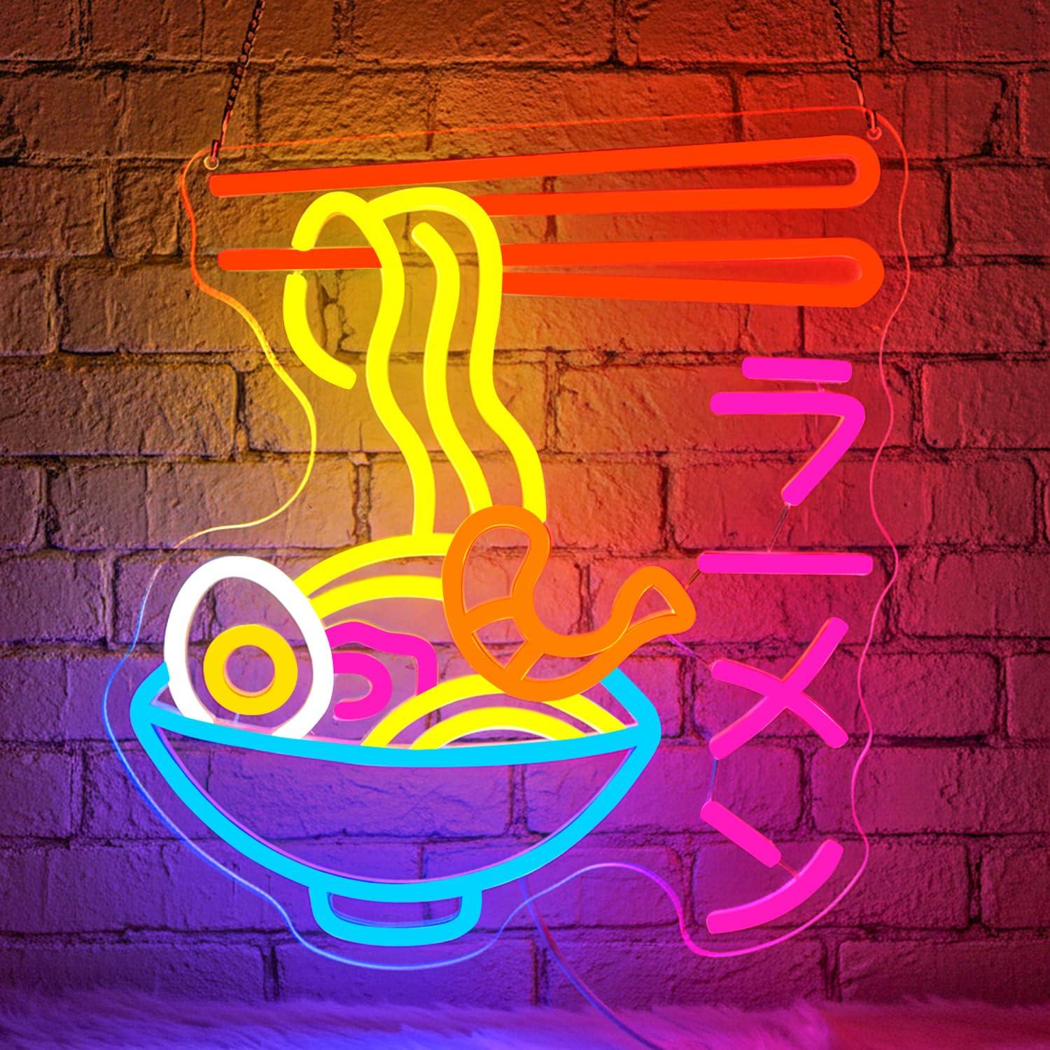 Kitchen Decor Lighting - Enseigne néon LED Ramen, motif bol