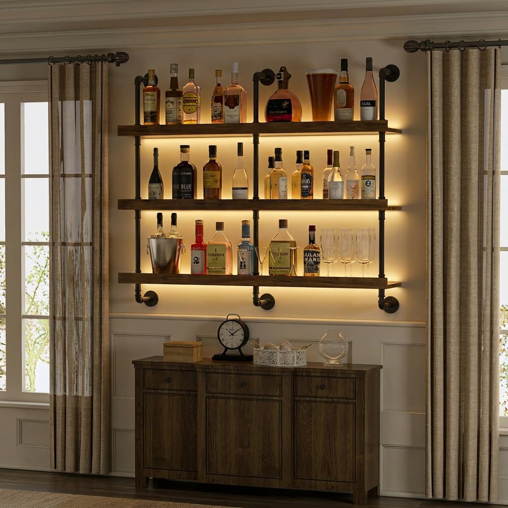 Étagère à vin murale avec écla - Kitchen Decor Lighting avis et prix